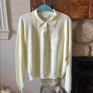 Lovers and Friends Revolve  Collared Long-Sleeve Sweater - Pale Yellow polo